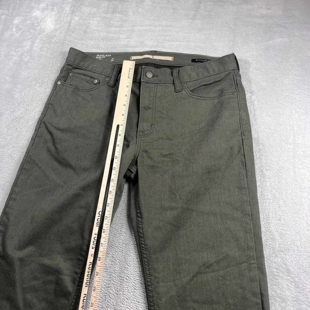 Banana Republic Travel Jean Slim Fit Mens 32x30 Olive Green Stretch Pants